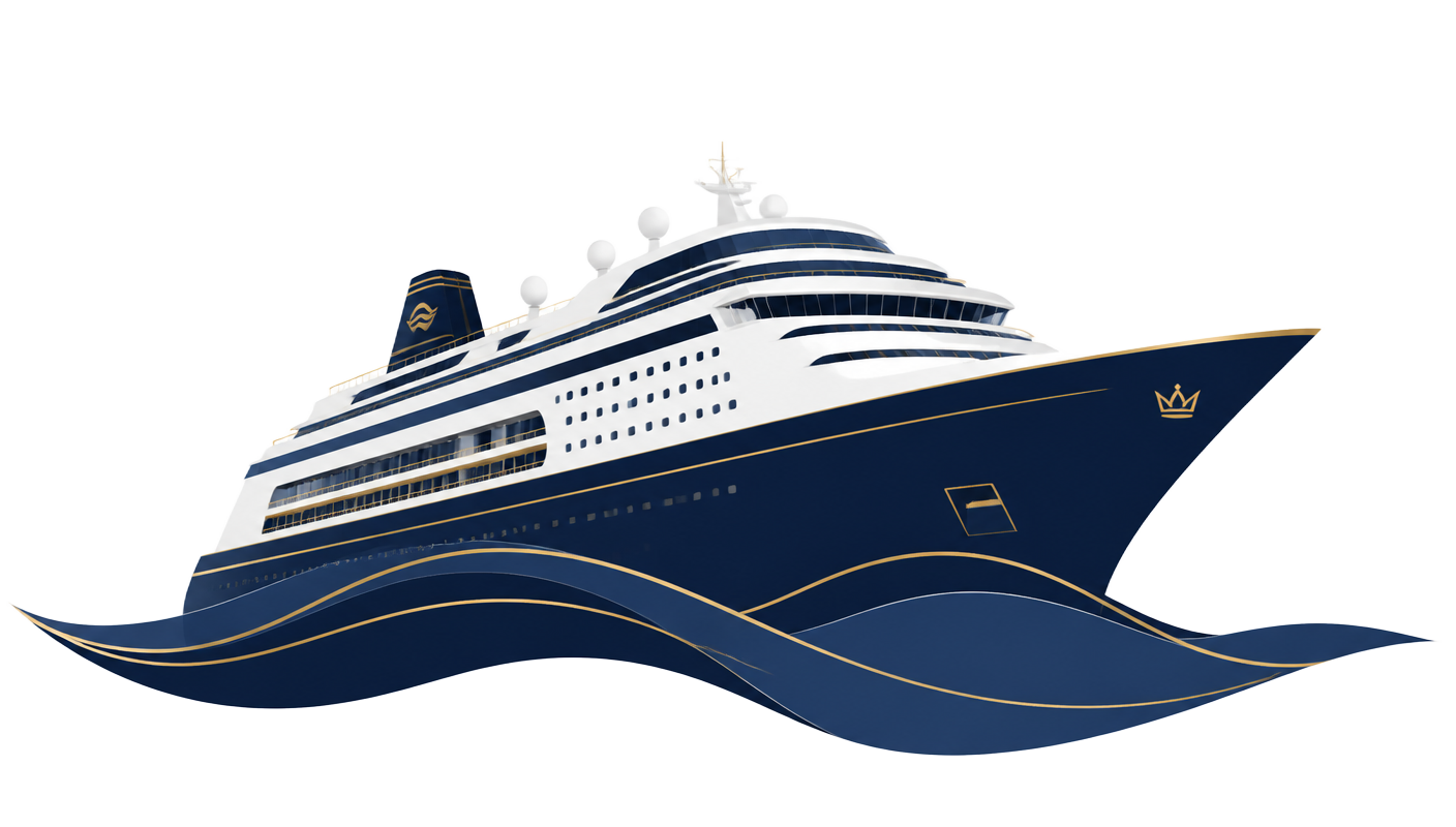 Ilustração de um navio de cruzeiro moderno navegando